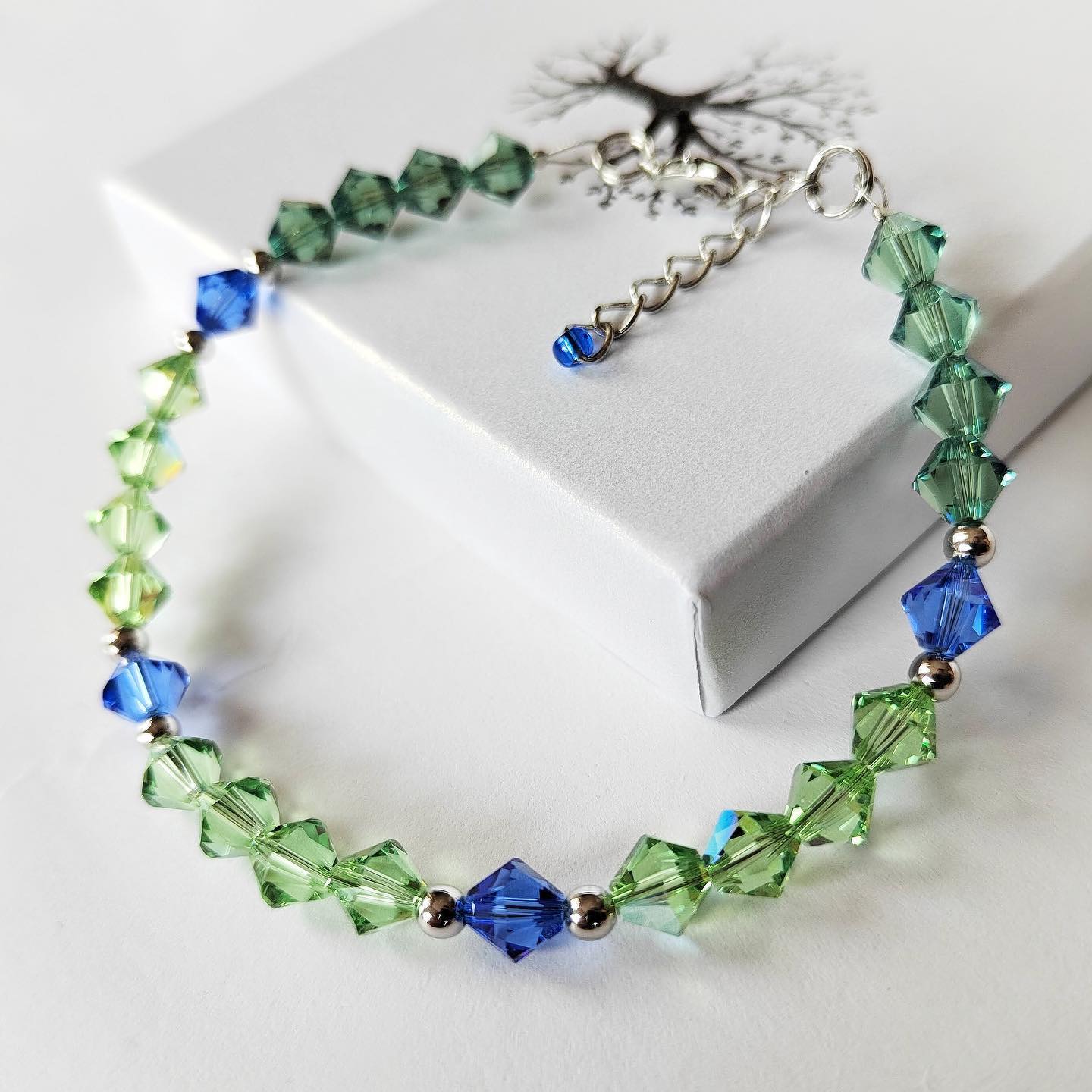 Náramek Swarovski modrozelený (č. 375)