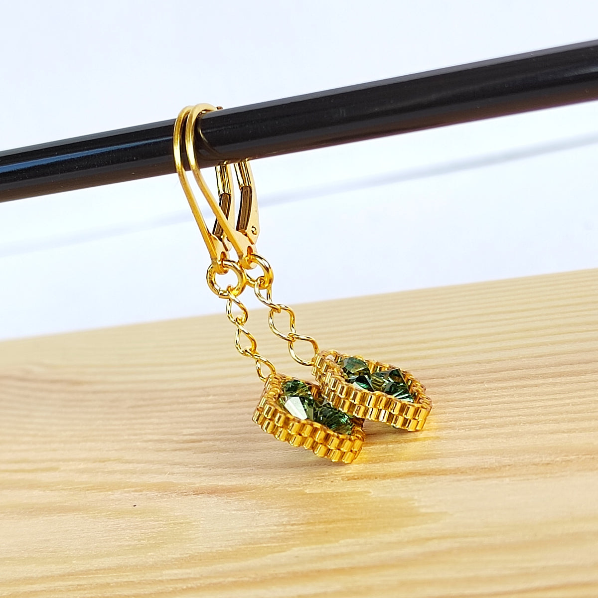 Zlatozelené se swarovski (č. 1753)