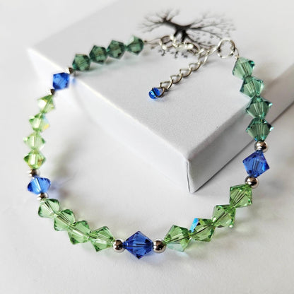 Náramek Swarovski modrozelený (č. 375)