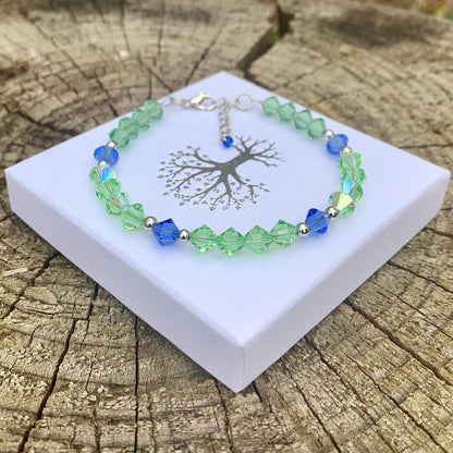 Náramek Swarovski modrozelený (č. 375)