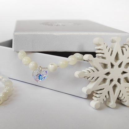 Perleť a Swarovski srdíčko (č. 675)